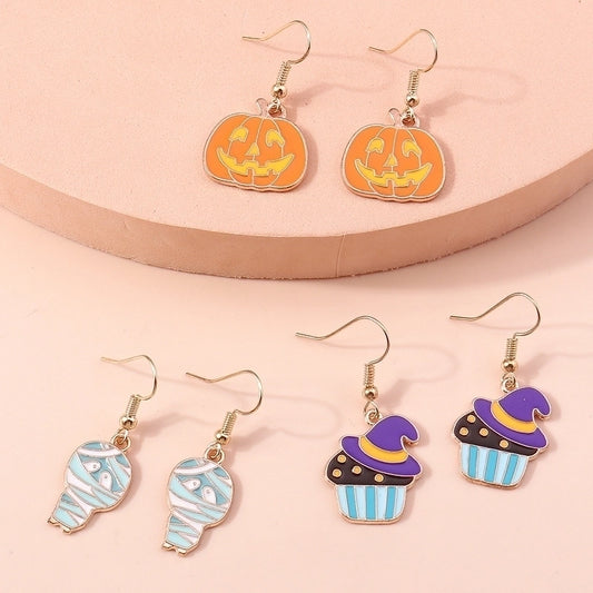 Halloween Funny Pumpkin Alloy Party Earrings