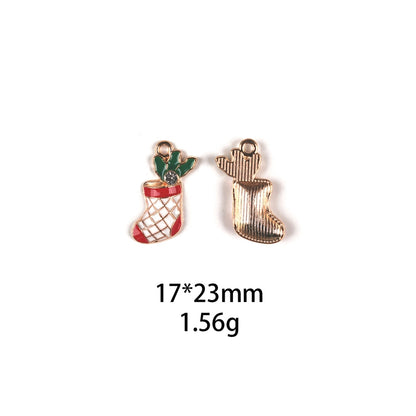 10 PCS/Package Zinc Alloy Christmas Tree Santa Claus Christmas Socks Pendant Jewelry Accessories