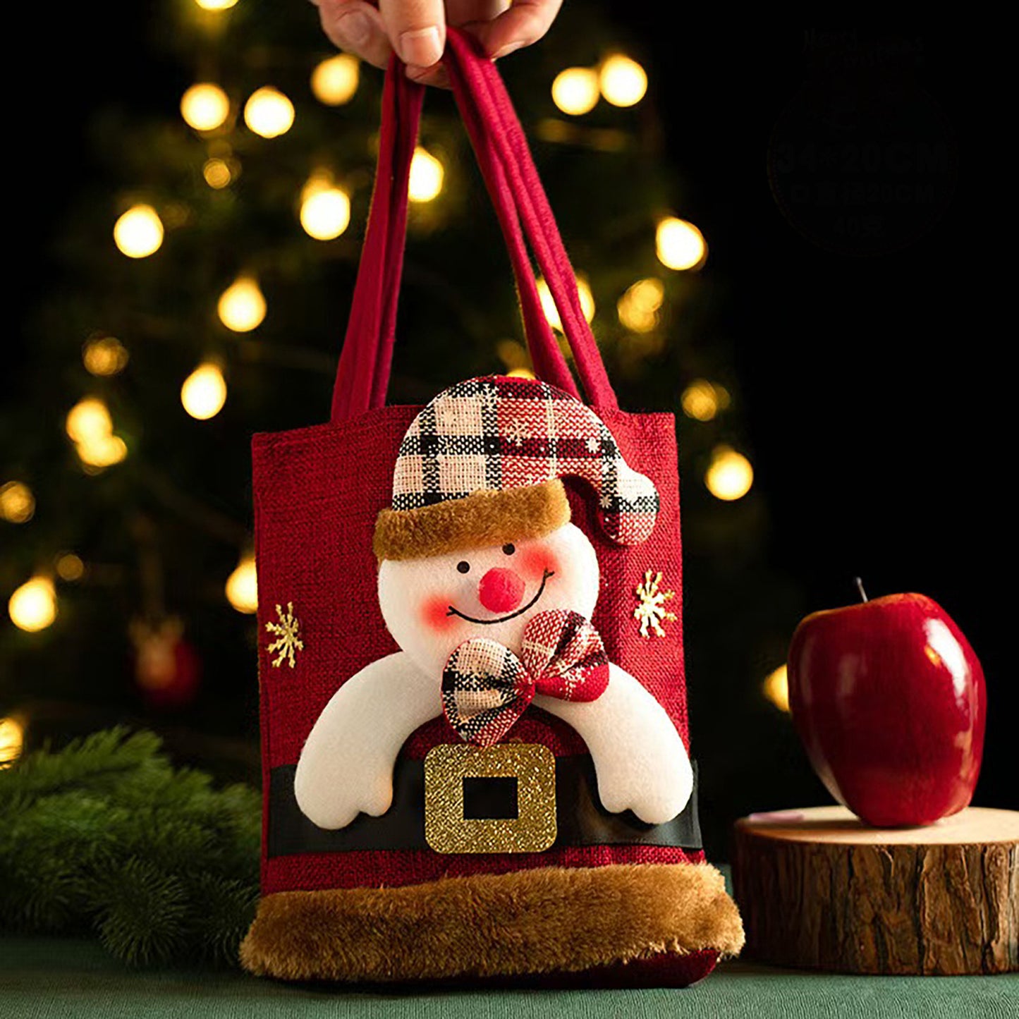 2 Pieces Christmas Eve Gift Bag Candy Gift Bag Plush Handbag Christmas Party Gift