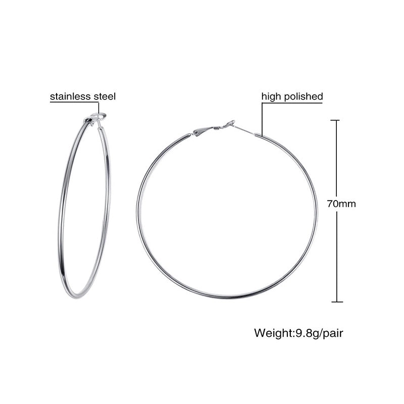 1 Pair Minimalist Geometric 304 Stainless Steel Gold Plated Hoop Earrings