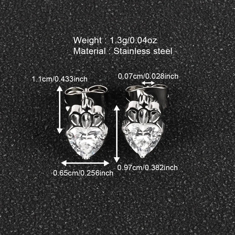 1 Pair Minimalist Classic Style Heart Shape Butterfly Deer Polishing Inlay 304 Stainless Steel Zircon 18K Gold Plated Ear Studs