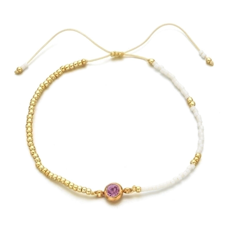 Casual Minimalist Round Stainless Steel Seed Bead Rope Beaded Inlay Zircon Bracelets