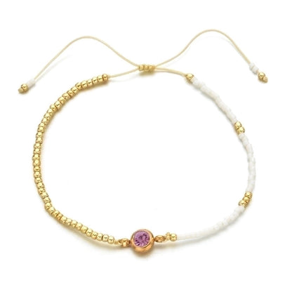 Casual Minimalist Round Stainless Steel Seed Bead Rope Beaded Inlay Zircon Bracelets