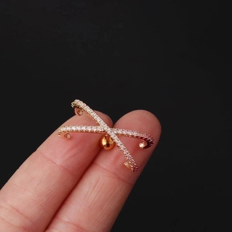 Ear Cartilage Rings & Studs Flower 316L Stainless Steel Copper Inlaid Zircon