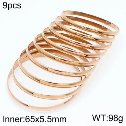 Minimalist Round Stainless Steel 18K Gold Plated Bangle In Bulk