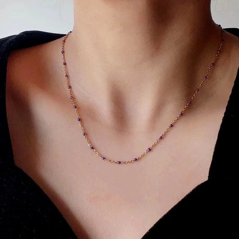 Titanium Steel 18K Gold Plated Minimalist Geometric Enamel Necklace