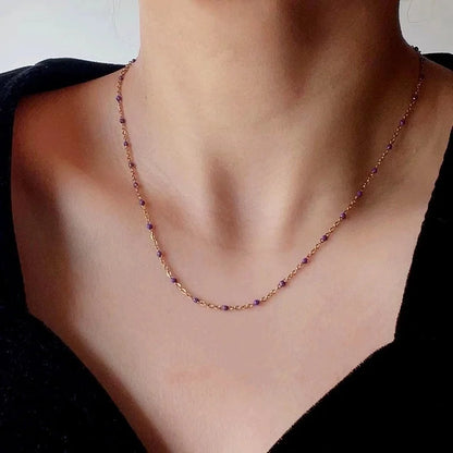 Titanium Steel 18K Gold Plated Minimalist Geometric Enamel Necklace