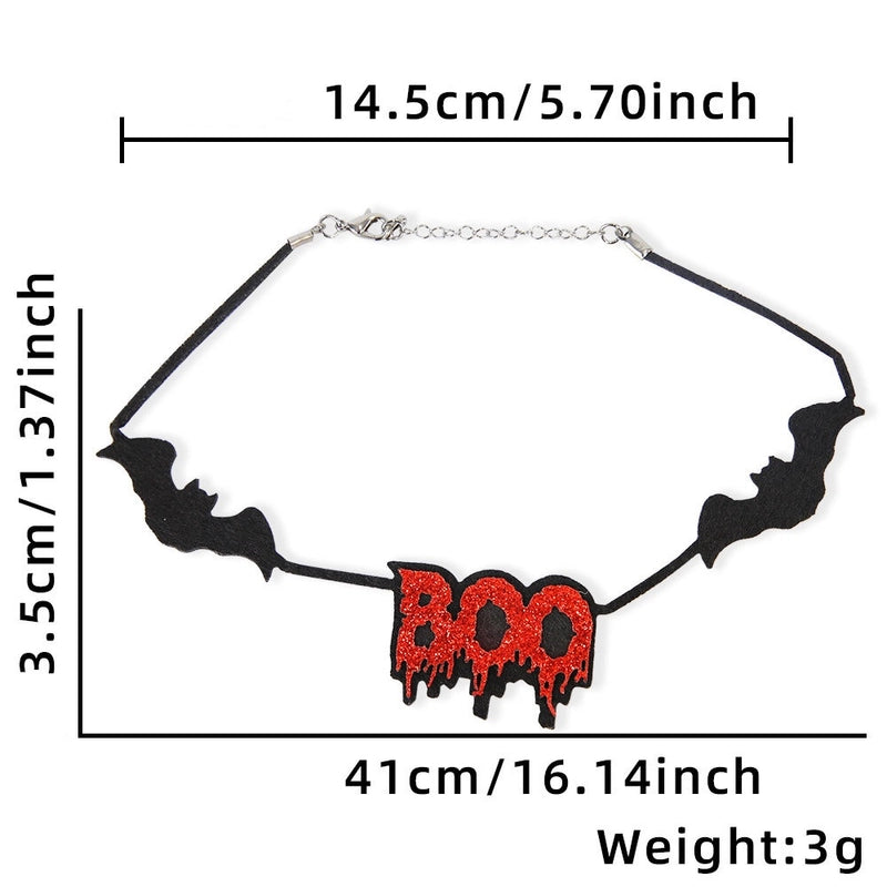 Halloween Minimalist Bat Skull Felt Cloth Holiday Daily Party Necklace