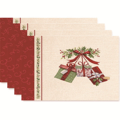 Christmas Nordic Style Christmas Tree Bow Knot Snowflake Linen Cotton And Linen Placemat