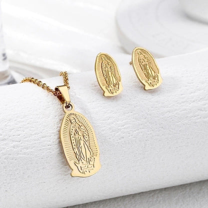 Vintage Style Geometric 304 Stainless Steel 18K Gold Plated Plating Earrings Necklace