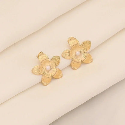 1 Pair Elegant Minimalist Sunflower Flower Plating 304 Stainless Steel 18K Gold Plated Ear Studs