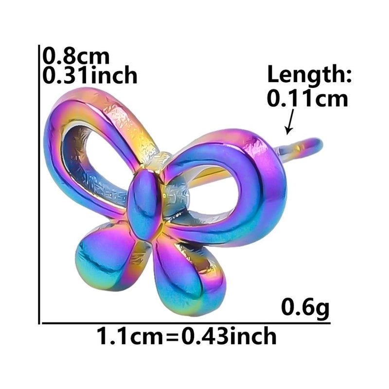 1 Pair Minimalist Flower Butterfly Plating 304 Stainless Steel 18K Gold Plated Ear Studs