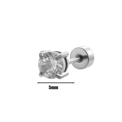 1 Piece Ear Cartilage Rings & Studs Minimalist Round 316L Stainless Steel Plating Inlay Zircon