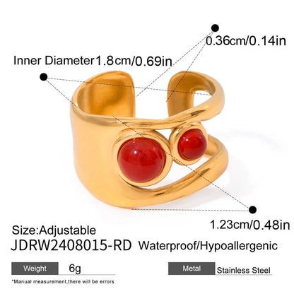 Casual Exaggerated Heart Shape 304 Stainless Steel 18K Gold Plated Rings Bracelets Necklace