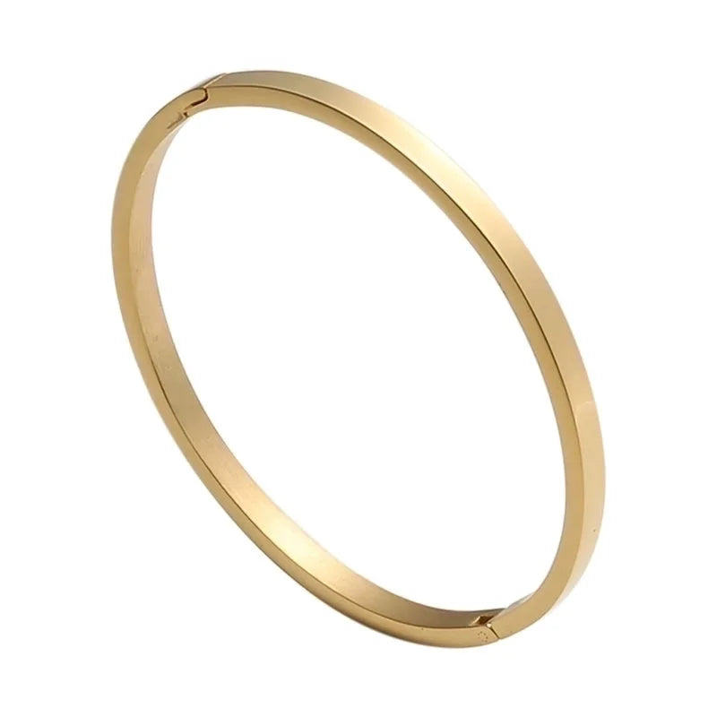 Minimalist Solid Color Stainless Steel Gold Plated Bangle In Bulk