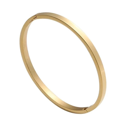 Minimalist Solid Color Stainless Steel Gold Plated Bangle In Bulk