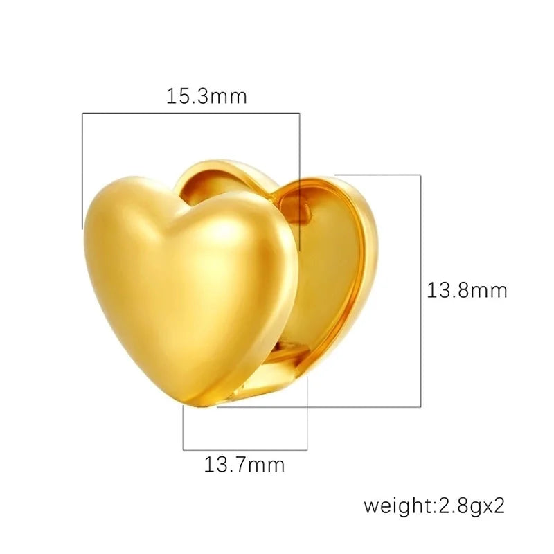 1 Pair IG Style Heart Shape 304 Stainless Steel Earrings