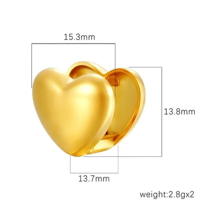 1 Pair IG Style Heart Shape 304 Stainless Steel Earrings