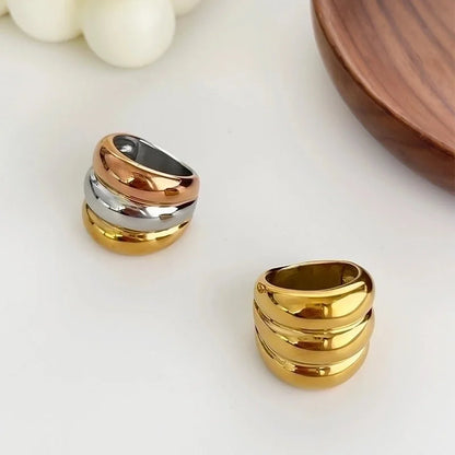 Nordic Style Exaggerated Color Block 316 Stainless Steel 18K Gold Plated Irregular Rings