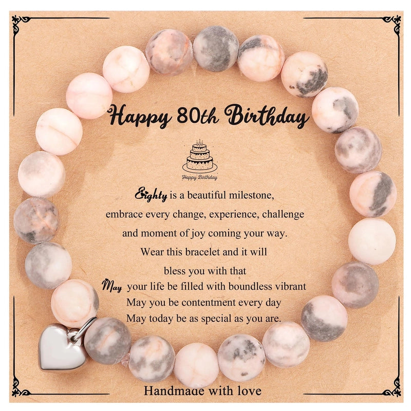 New Natural Stone Beaded Bracelet Birthday Christmas Gift Emperor Stone Powder Zebra Bracelet