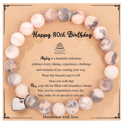 New Natural Stone Beaded Bracelet Birthday Christmas Gift Emperor Stone Powder Zebra Bracelet