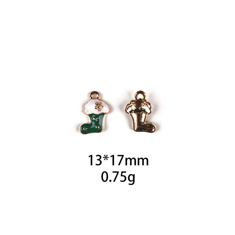 10 PCS/Package Zinc Alloy Christmas Tree Santa Claus Christmas Socks Pendant Jewelry Accessories