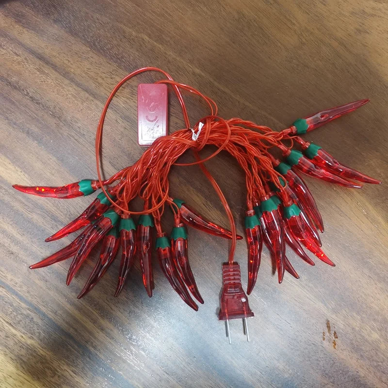 LED Red Pepper Colored Lights String Lights Flashing Lights New Year Christmas Holiday Decorative Atmosphere Lights New Year Home Layout Lighting
