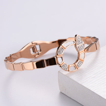 IG Style Women Metal Diamond Fruit Stainless Steel Bangles
