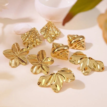 1 Pair Elegant French Style Sweet Geometric Flower 304 Stainless Steel Imitation Gold Ear Studs