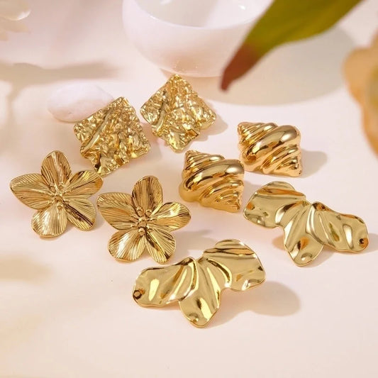 1 Pair Elegant French Style Sweet Geometric Flower 304 Stainless Steel Imitation Gold Ear Studs