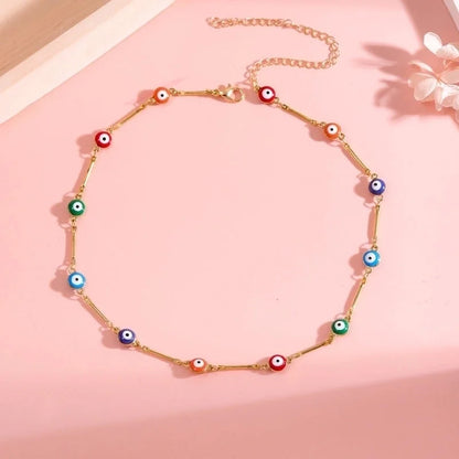 Copper Vacation Minimalist Plating Geometric Devil's Eye Bracelets Anklet Necklace