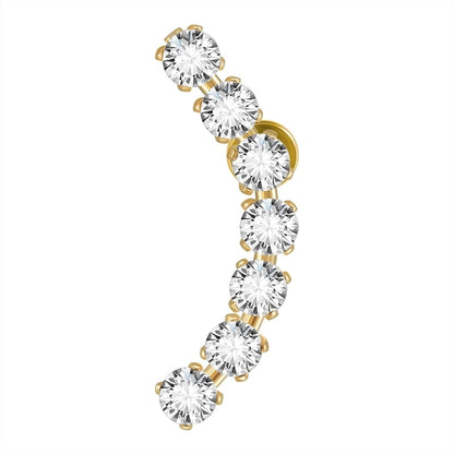 2 Pieces Ear Cartilage Rings & Studs Casual Vacation Minimalist Geometric Heart Shape 304 Stainless Steel Inlay Zircon 18K Gold Plated Lip Rings Ear Cartilage Rings & Studs