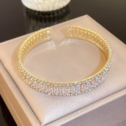 Minimalist Letter Solid Color Copper Zircon Bangle In Bulk