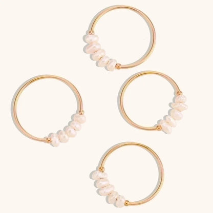 Elegant Minimalist Geometric Stainless Steel Pearl Rings 1 Piece