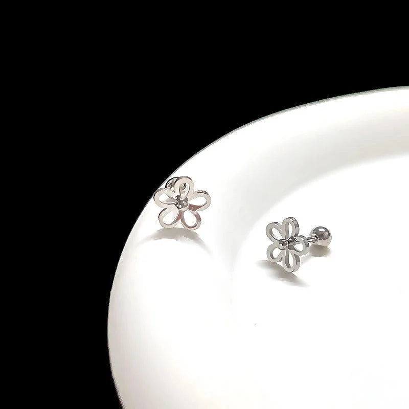 1 Piece Classic Style Flower Plating 304 Stainless Steel Drop Earrings Ear Studs