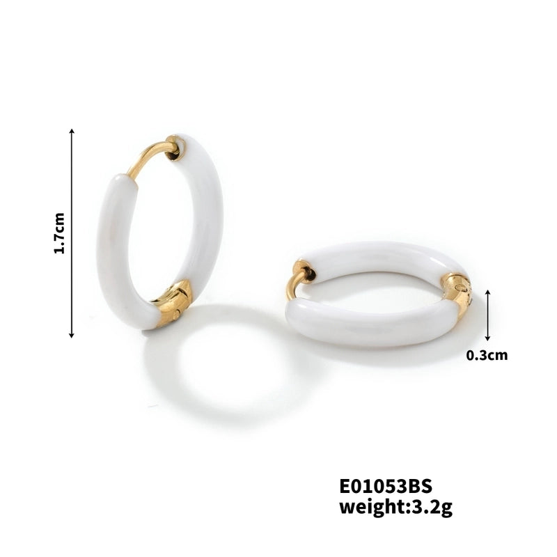 1 Piece Minimalist Artistic Commute Geometric Enamel 304 Stainless Steel Resin K Gold Plated Earrings