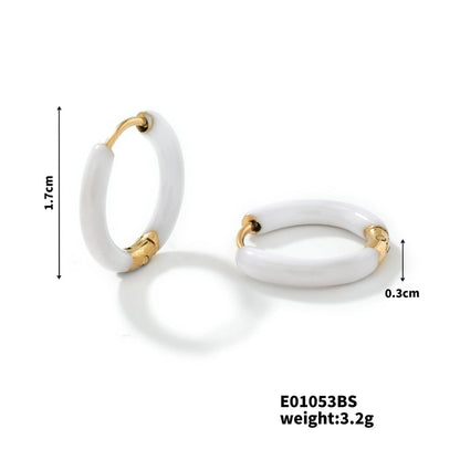 1 Piece Minimalist Artistic Commute Geometric Enamel 304 Stainless Steel Resin K Gold Plated Earrings