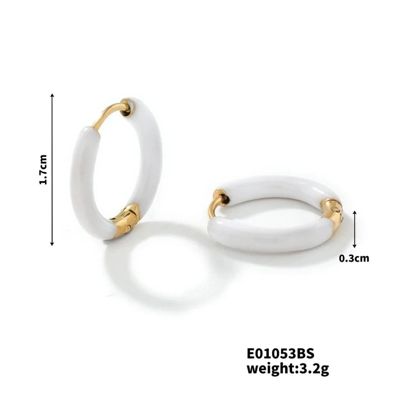 1 Piece Minimalist Artistic Commute Geometric Enamel 304 Stainless Steel Resin K Gold Plated Earrings