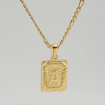 Fashion Letter Rectangle 304 Stainless Steel Titanium Steel 18K Gold Plated Gold Plated Pendant Necklace