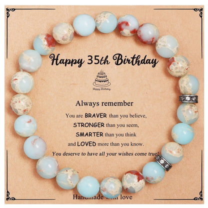 New Natural Stone Beaded Bracelet Birthday Christmas Gift Emperor Stone Powder Zebra Bracelet