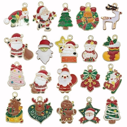 1 Piece 20 PCS/Package 17x14mm 23x18mm 23x23mm Alloy Christmas Tree Santa Claus Gingerbread Pendant Jewelry Accessories