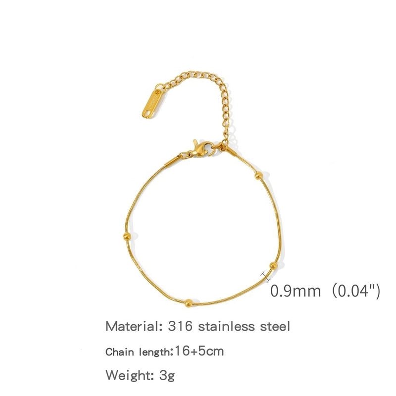 Minimalist Classic Style Geometric 304 Stainless Steel Cable Chain Snake Chain Bracelets In Bulk