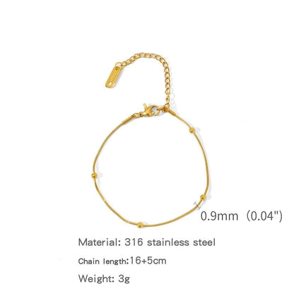 Minimalist Classic Style Geometric 304 Stainless Steel Cable Chain Snake Chain Bracelets In Bulk