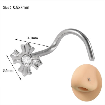 2 Pieces Nose Rings & Studs Minimalist Star 304 Stainless Steel Inlay Rhinestones