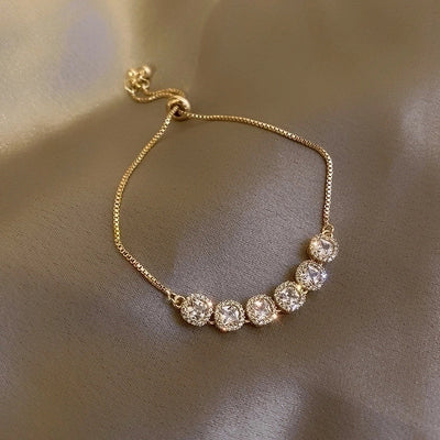 Minimalist Heart Shape Copper Inlay Zircon Bracelets