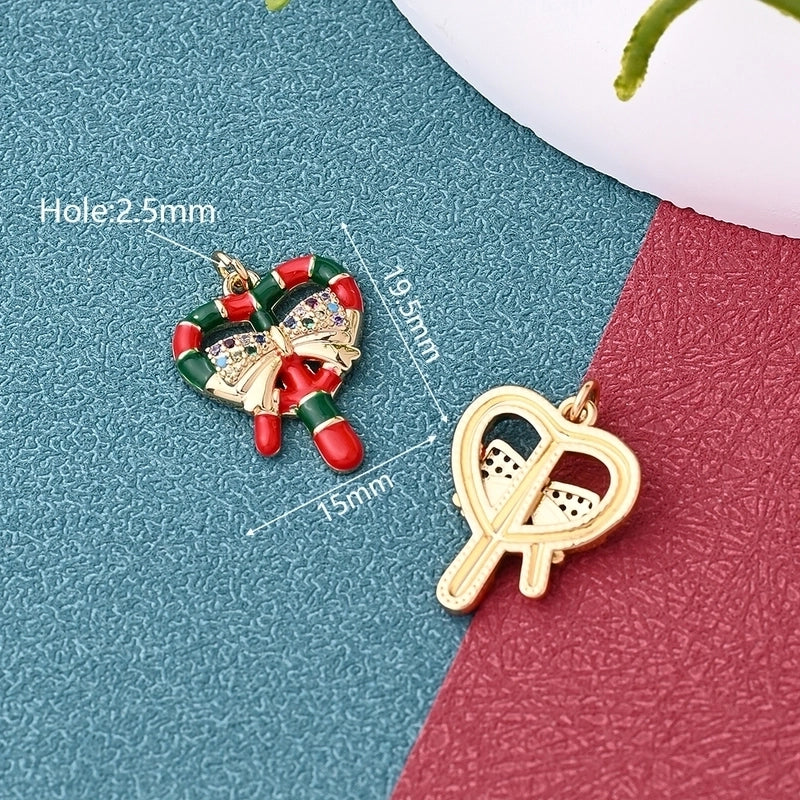 1 Pc/Package 11.5x10mm 15x15mm 19x17mm Hole 2~2.9mm Hole 3~3.9mm Copper Zircon 18K Gold Plated White Gold Plated Christmas Hat Christmas Socks Bell Polished Pendant Jewelry Accessories