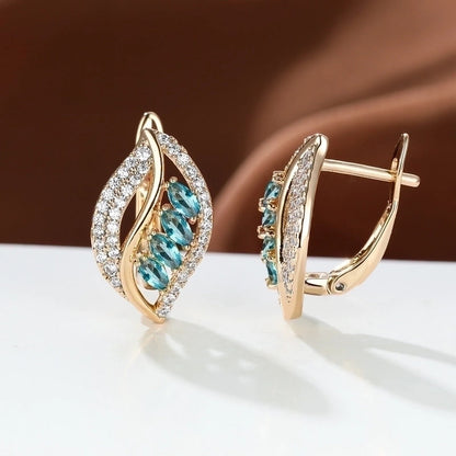 1 Pair Elegant Minimalist Leaf Plating Inlay Copper Zircon Earrings