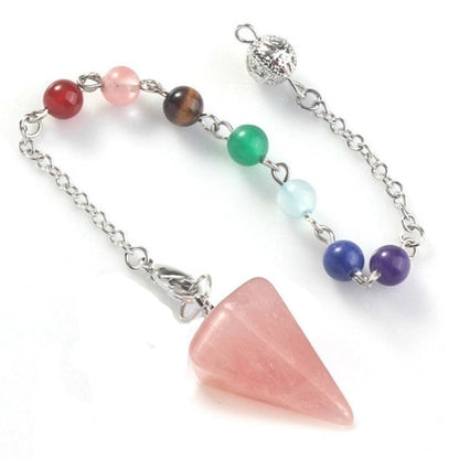 Fashion Hexagonal Pyramid Alloy Natural Stone Cable Chain Pendant Necklace In Bulk