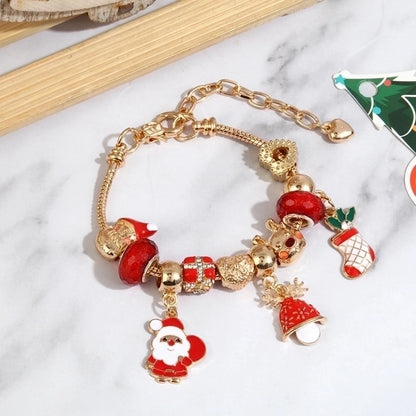 Minimalist Christmas Tree Santa Claus Snowflake Alloy Beaded Plating Women's Bracelets 1 Piece