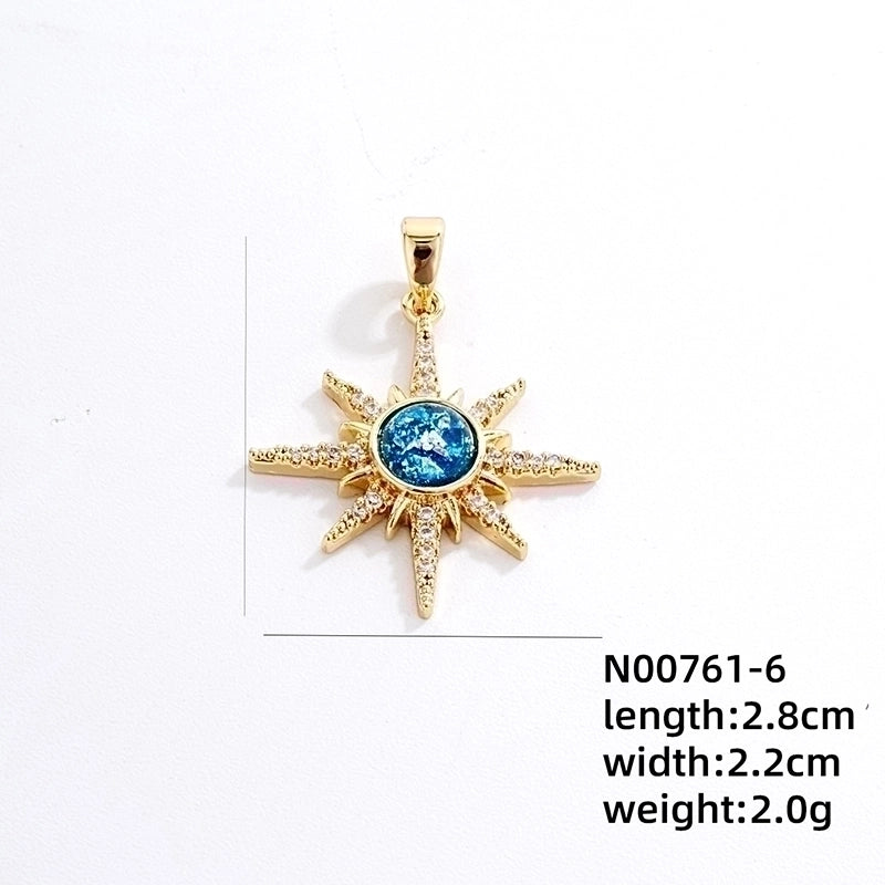 IG Style Minimalist Universe Starry Sky 304 Stainless Steel Copper Plating Inlay Gold Plated Zircon Charms Necklace